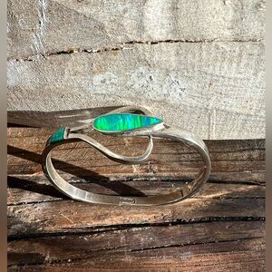 Fire Opal Cuff Bracelet | Sterling Silver Opal Bracelet